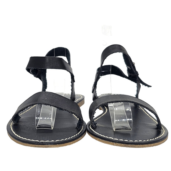 Ann Taylor Loft Sandals 7 Ankle Strappy Black Gladiator Rustic Summer Beach - Picture 4 of 8